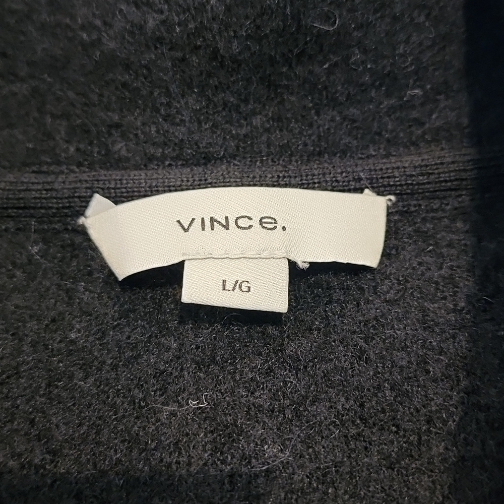 VINCE Oversized Sweater Knit Blazer Merino Wool Alpaca Black Open Front Large - Picture 6 of 16